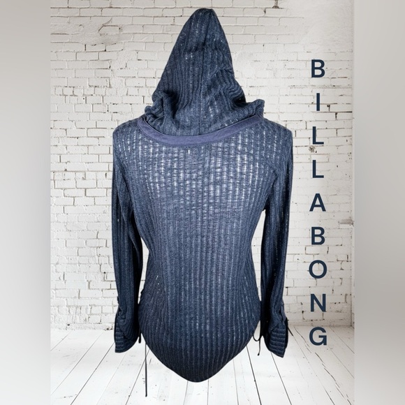 Billabong | Ruched Semi Sheer Hoodie Blouse - Picture 2 of 5